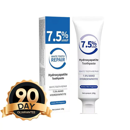 7.5% Hydroxyapatite Toothpaste(Fluoride Free), Nano Hydroxyapatite Toothpaste for Sensitive Teeth, Enamel Protection, Tooth Strengthening, Fresh Mint Flavor, Daily Use for Oral Care