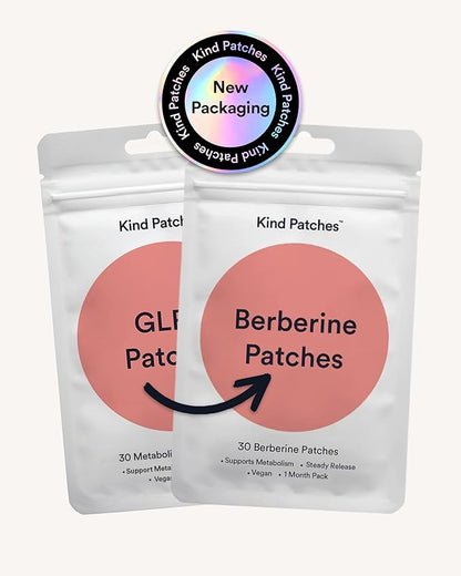 Kind Patches GLP-1 Patches with L Glutamine, Berberine, Chromium, Pomegranate and Cinnamon - 2 Pack, 60 Patches