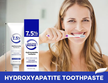 7.5% Hydroxyapatite Toothpaste(Fluoride Free), Nano Hydroxyapatite Toothpaste for Sensitive Teeth, Enamel Protection, Tooth Strengthening, Fresh Mint Flavor, Daily Use for Oral Care