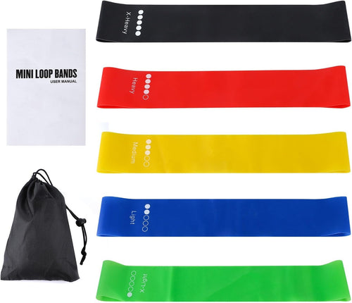 🔥🔥🔥Resistance Loop Exercise Bands with Instruction Guide and Carry Bag, Set of 5.