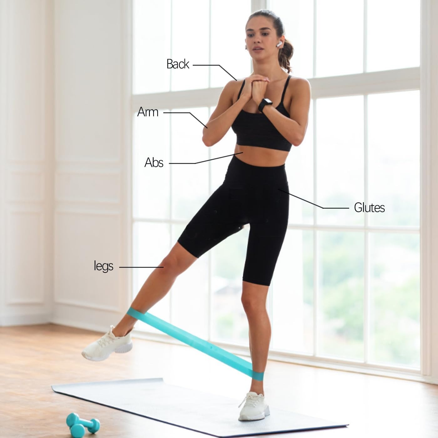 🔥🔥🔥Resistance Loop Exercise Bands with Instruction Guide and Carry Bag, Set of 5.